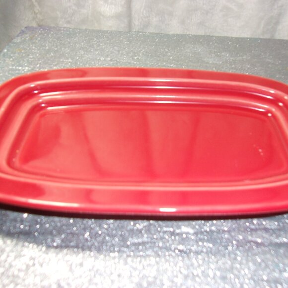 H-232 FIESTA WARE RED BUTTER DISH TRAY - Picture 2 of 8